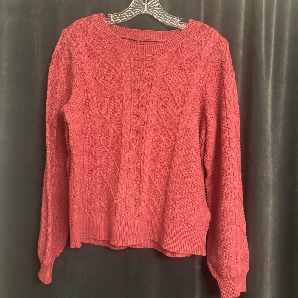 Abercrombie Cable Knit Sweater purple crew neck Preppy Cozy